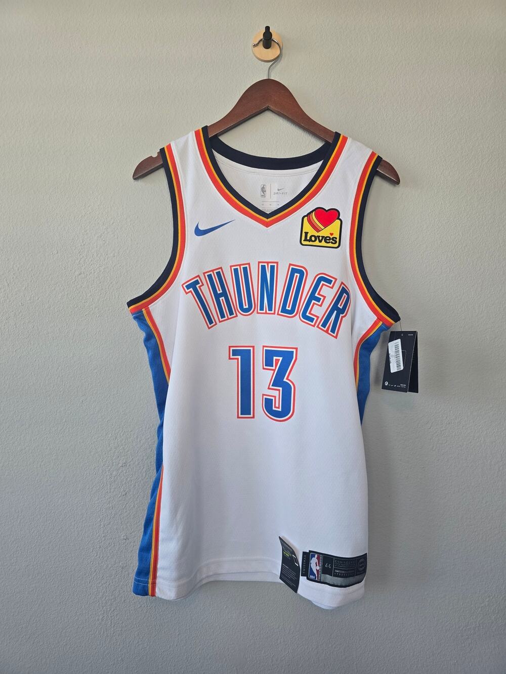 NWT Official Nike Paul George OKC Thunder #13 Swingman Jersey White Mens M
